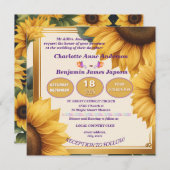 Invitation Mariage à fleurs de tournesols (Devant / Derrière)