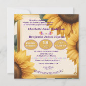 Invitation Mariage à fleurs de tournesols (Devant)