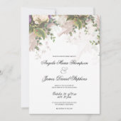 Invitation mariage à fleurs d'ivoire vert violet de style vin (Devant)