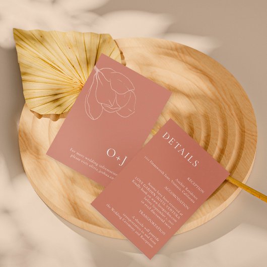 Invitation Mariage à fleurs en terre cuite Boho