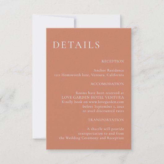 Invitation Mariage à fleurs en terre cuite Boho (Devant)