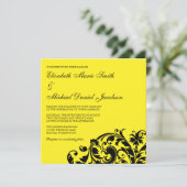Invitation Mariage à fleurs jaunes et noires (Debout devant)