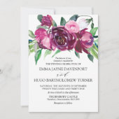 Invitation Mariage à fleurs magenta et rose (Devant)