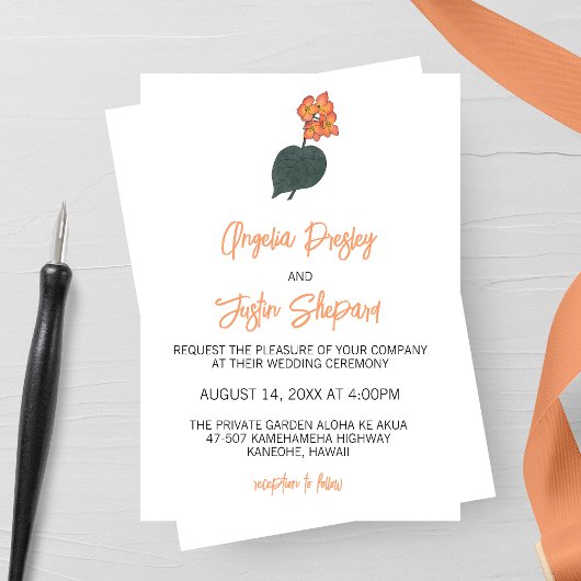 Invitation Mariage à fleurs minimaliste de Begonia