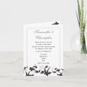 Invitation Mariage à fleurs noir et blanc