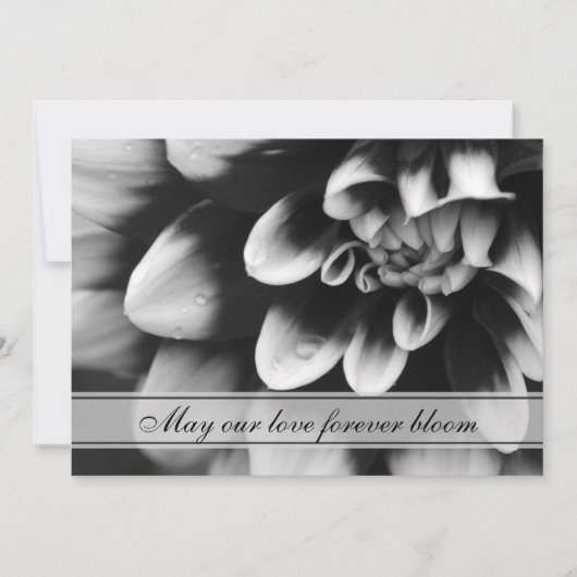 Invitation Mariage à fleurs noir et blanc Dahlia (Devant)