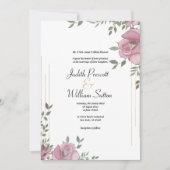 Invitation Mariage à fleurs romantique rose menthe (Devant)