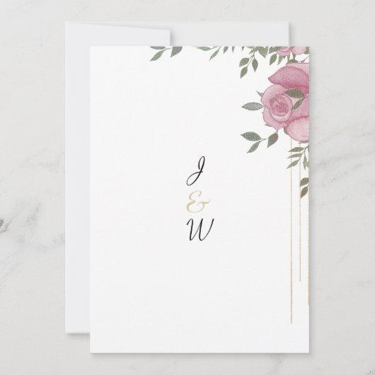 Invitation Mariage à fleurs romantique rose menthe (Dos)