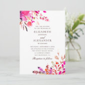 Invitation Mariage à fleurs rose aquarelle. Jardin botanique (Debout devant)