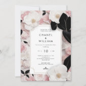 Invitation Mariage à fleurs rose chanel (Devant)