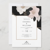 Invitation Mariage à fleurs rose chanel (Devant)