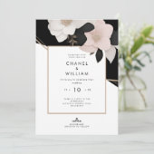Invitation Mariage à fleurs rose chanel (Debout devant)