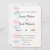 Invitation Mariage à fleurs rose et bleu (Devant)
