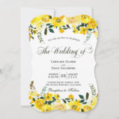 Invitation Mariage à fleurs rose jaune d'été (Devant)