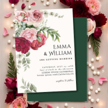 Mariage à fleurs rose vif et marsala Rose pivoine