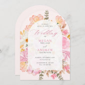 Invitation Mariage à fleurs roses (Devant / Derrière)