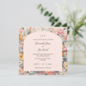Invitation Mariage à fleurs roses (Debout devant)