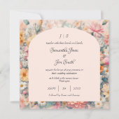 Invitation Mariage à fleurs roses (Devant)