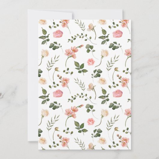 Invitation Mariage à fleurs roses rose (Dos)