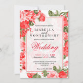 Invitation Mariage à fleurs rouge classique (Devant)