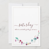 Invitation Mariage à fleurs turquoise rouge rose rétro (Dos)