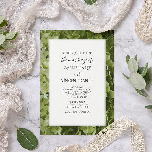 Invitation Mariage à fleurs vert Hydrangea