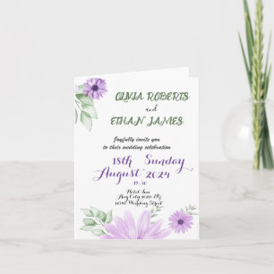 Invitation Mariage à fleurs violet d'aquarelle