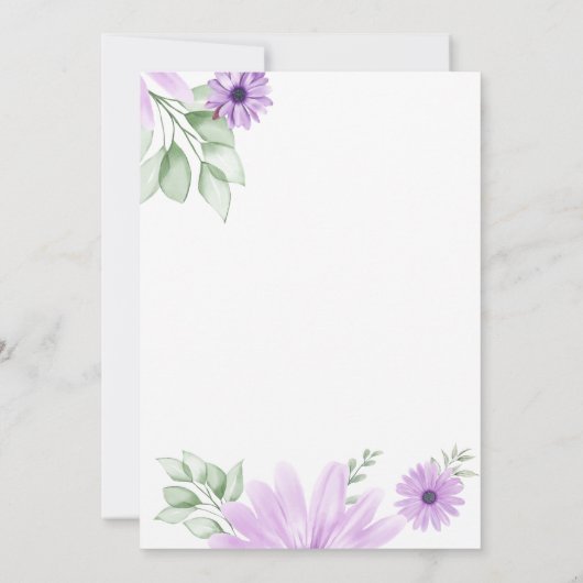 Invitation Mariage à fleurs violet d'aquarelle (Dos)