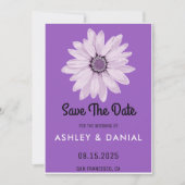 Invitation Mariage à fleurs violet rose blanche Sauvez la dat (Devant)