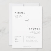 Invitation Mariage à Grille de Monogramme Moderne (Devant)