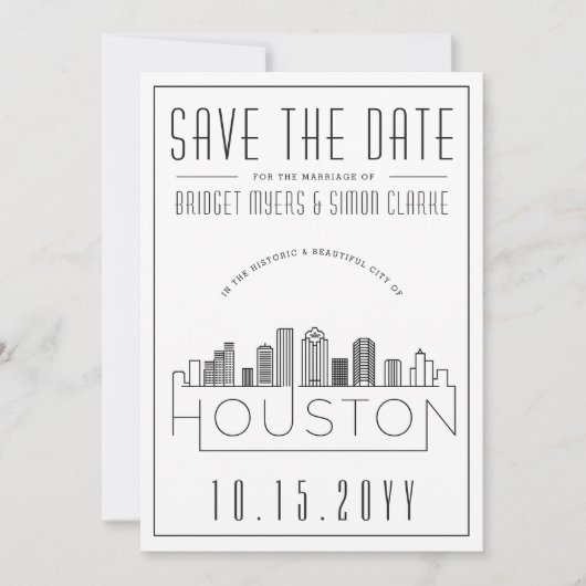 Invitation Mariage à Houston | Encart "Save the Date" avec si (Devant)