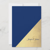 Invitation Mariage à huile bleu et or de marine moderne uniqu (Dos)