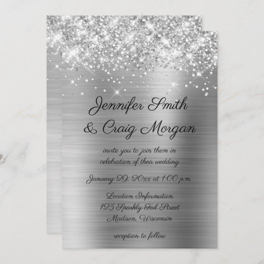 Invitation Mariage à huile d'argent (Devant / Derrière)