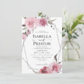 Invitation Mariage à huile d'argent de Boho flush Rose poussi (Debout devant)