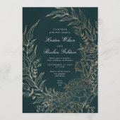 Invitation Mariage à huile d'or émérite modifiable (Devant)