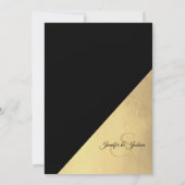 Invitation Mariage à huile d'or Faux Noir Unique Moderne (Dos)