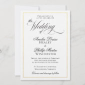 Invitation Mariage à huile d'or noir élégant moderne (Devant)