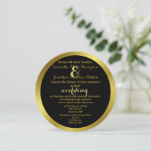 Invitation Mariage à huile or élégant moderne (Debout devant)