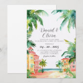 Invitation Mariage à Key West FL aquarelle (Devant / Derrière)