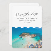 Invitation Mariage à Konnos Beach Chypre Enregistrez la date (Devant / Derrière)