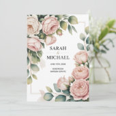 Invitation mariage à la bordure de fleurs de paon (Debout devant)