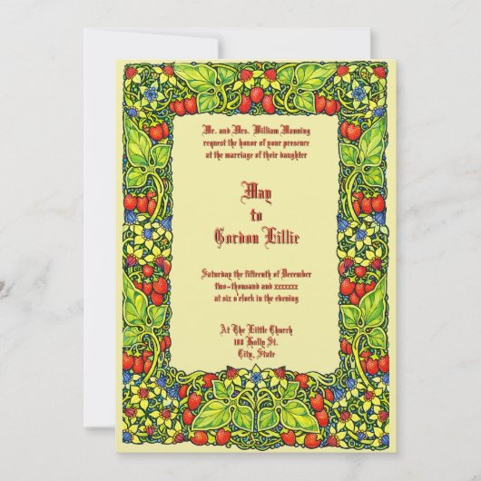 Invitation Mariage à la bordure de fruits et de fleurs de fra (Devant)