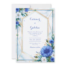 Mariage à la bordure géométrique de bleuet