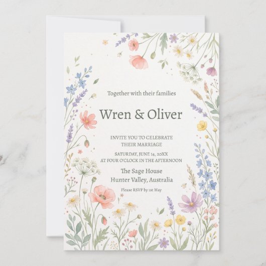 Invitation Mariage à la Branche d'Olivier Vert Sage (Devant)