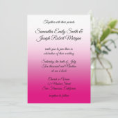 Invitation Mariage à la calligraphie ombrée rose vif et blanc (Debout devant)