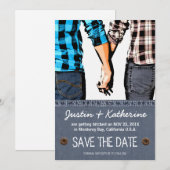 Invitation Mariage à la Campagne Couple se tenant par la main (Devant / Derrière)