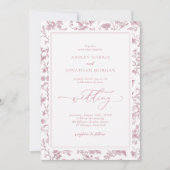 Invitation Mariage à la chinoiserie Rose Poussiéreuse (Devant)