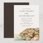 Invitation Mariage à la Côte de Positano en écriture sage ter (Devant / Derrière)