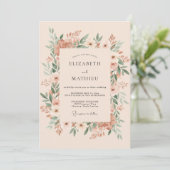 Invitation Mariage à la Couronne de Pêche Douce (Debout devant)