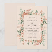 Invitation Mariage à la Couronne de Pêche Douce (Devant / Derrière)